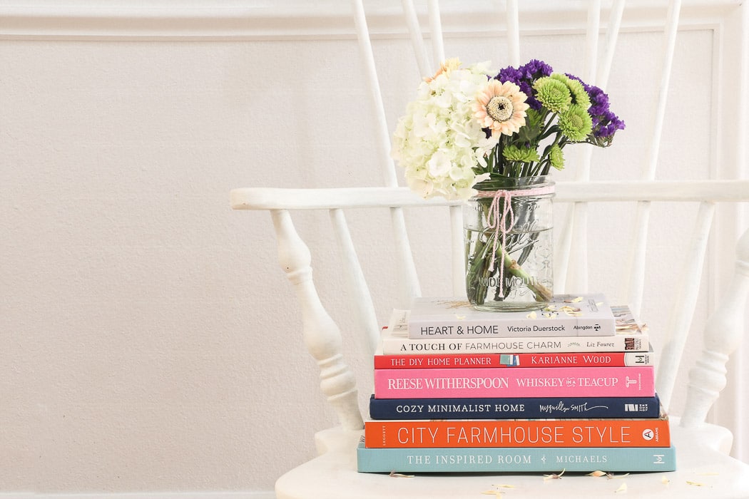 Best interior design books for beginners featuring Heart and Home, The DIY Home Planner, Whiskey in a Teacup, Cozy Minimalist Home, City Farmhouse Style and The Inspired Room