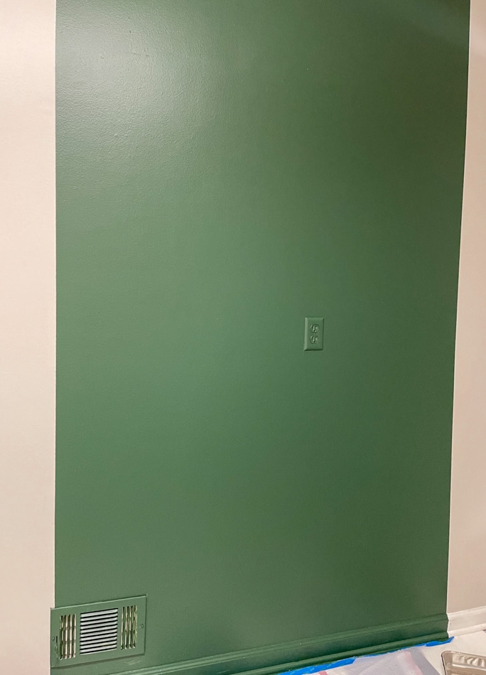 Painted background for mudroom storage unit