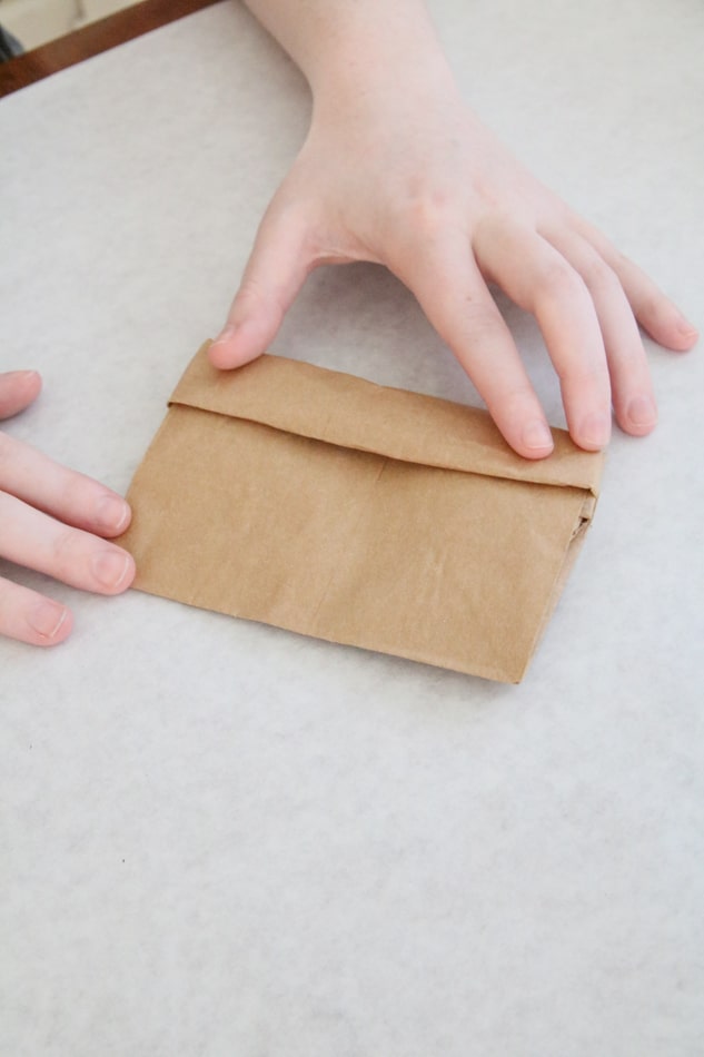 Fold bag down to stamp on bag