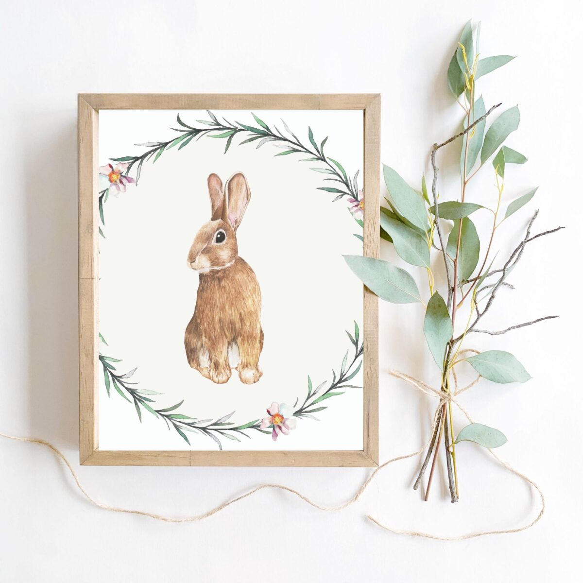 Easter rabbit and vine printable
