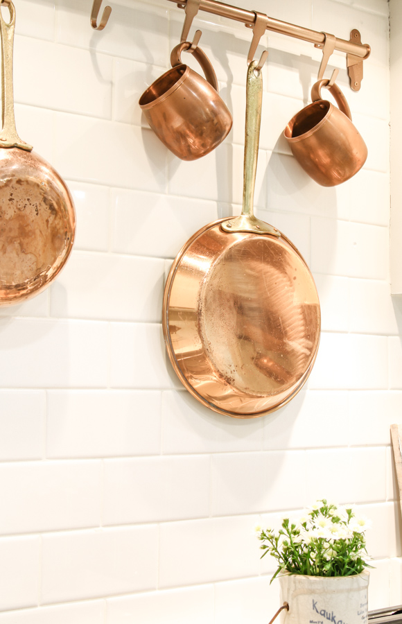 Copper accents over a stove