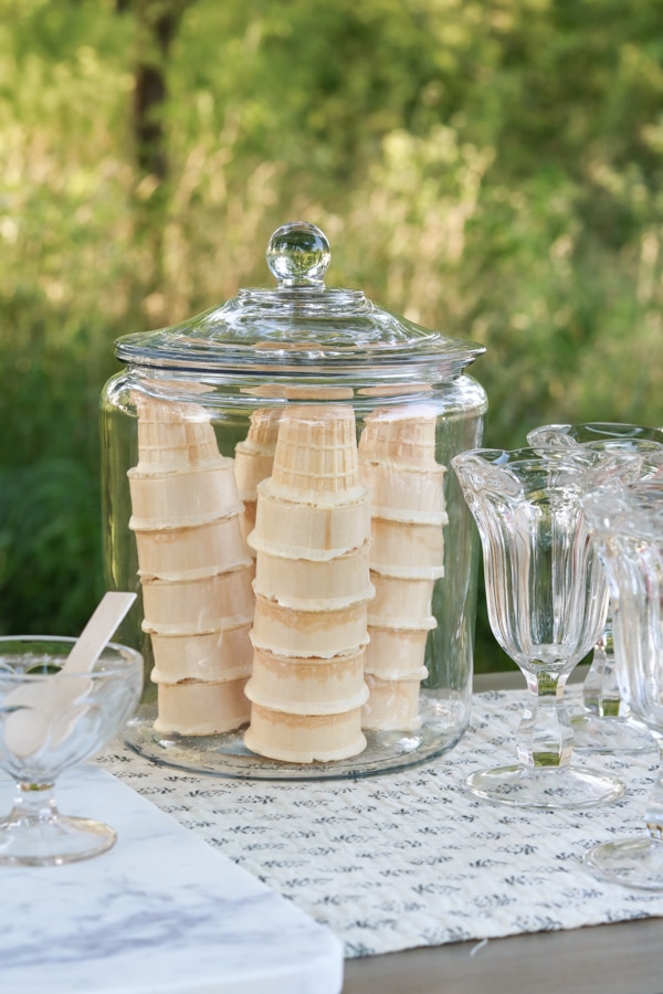 Ice cream cones in a large glass jar