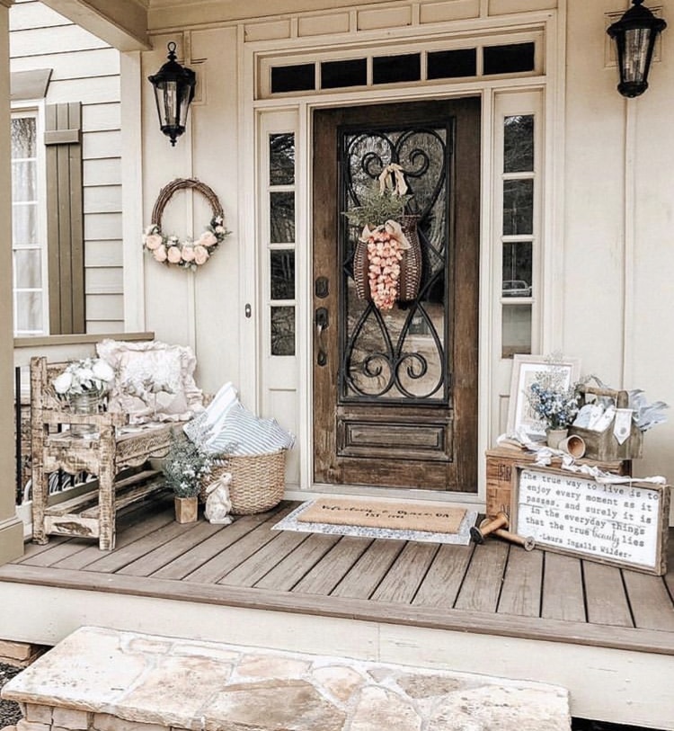 Front Porch Decorating Ideas by Velveteen & Grace Ga. with a soft shabby chic look