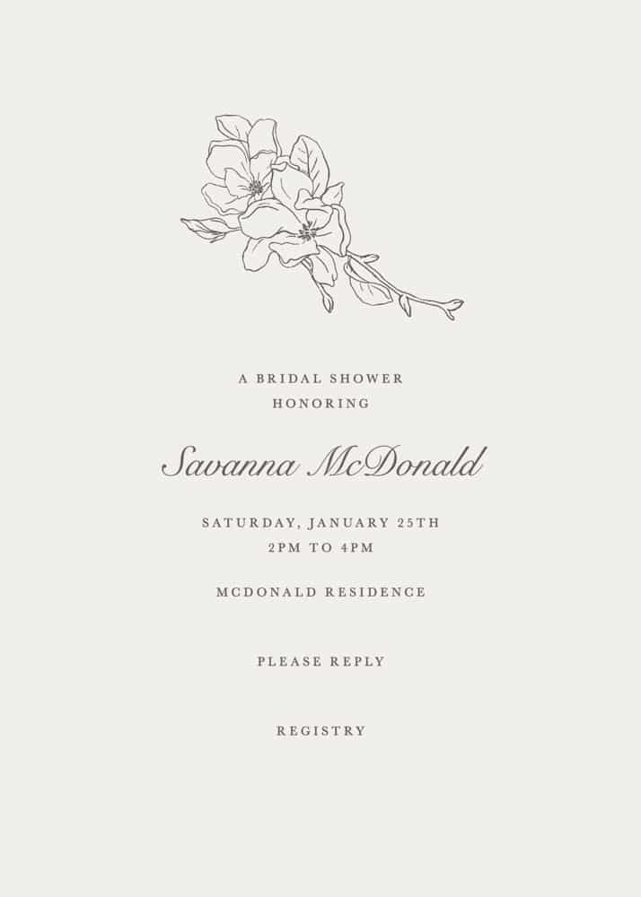 Printable invitations for a wedding with a dogwood flower