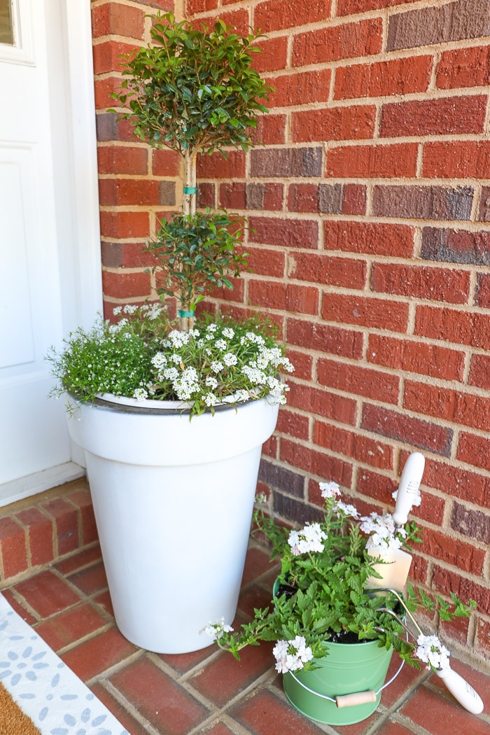Spring container garden on front porch