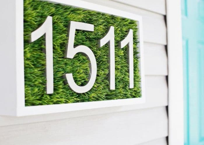 Decorative House Numbers by A Beautiful Mess with grass and house numbers