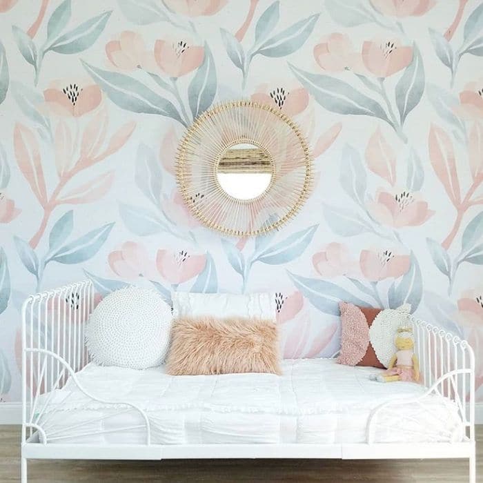 Farmhouse Style Wallpaper by Carcabar Road with a floral wallpaper in a bedroom