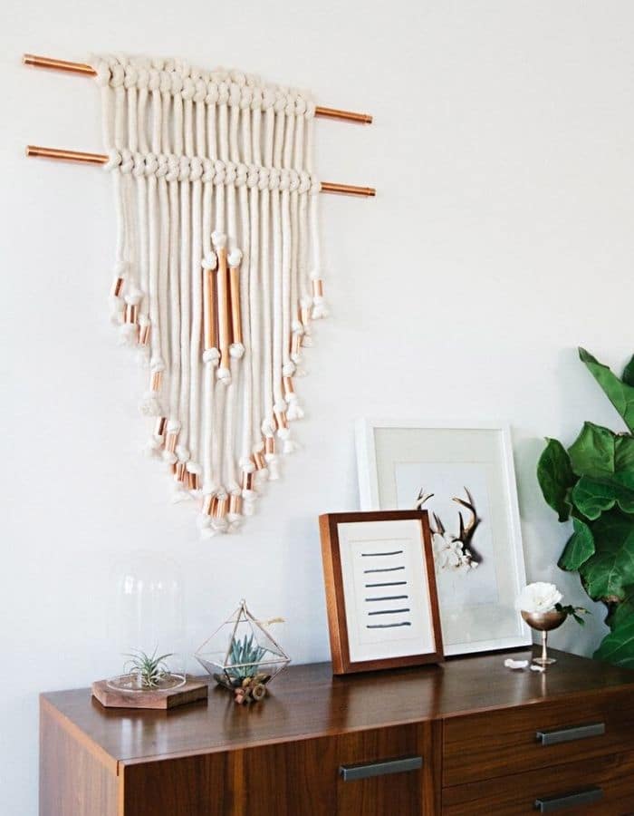 COTTON PIPING & COPPER PIPE DIY WALL HANGING By A Beautiful Mess