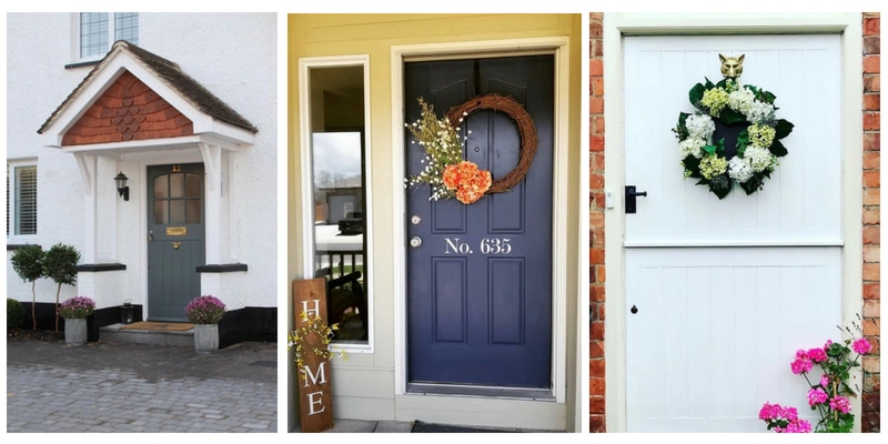Modern Front Doors with paint color ideas like grey, blue, white, pink, red and black.